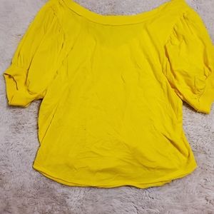 Free People yellow puff sleeve tee